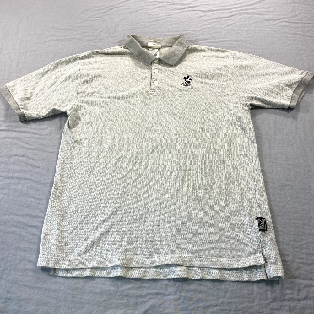 VINTAGE Disneyland Resort Polo Shirt Mens Large Gray Mickey Embroidered 90s